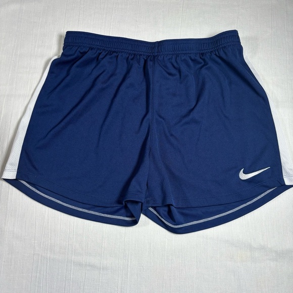 Nike Dri-Fit Pull On Drawstring Running Shorts-Navy Blue & White-Women Medium - Picture 1 of 6